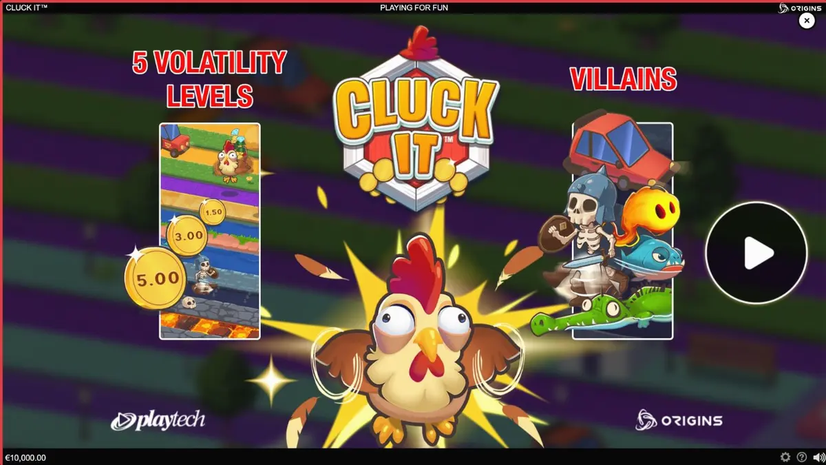 Tampilan antarmuka game Cluck It di layar ponsel pintar dengan tema pertanian yang cerah